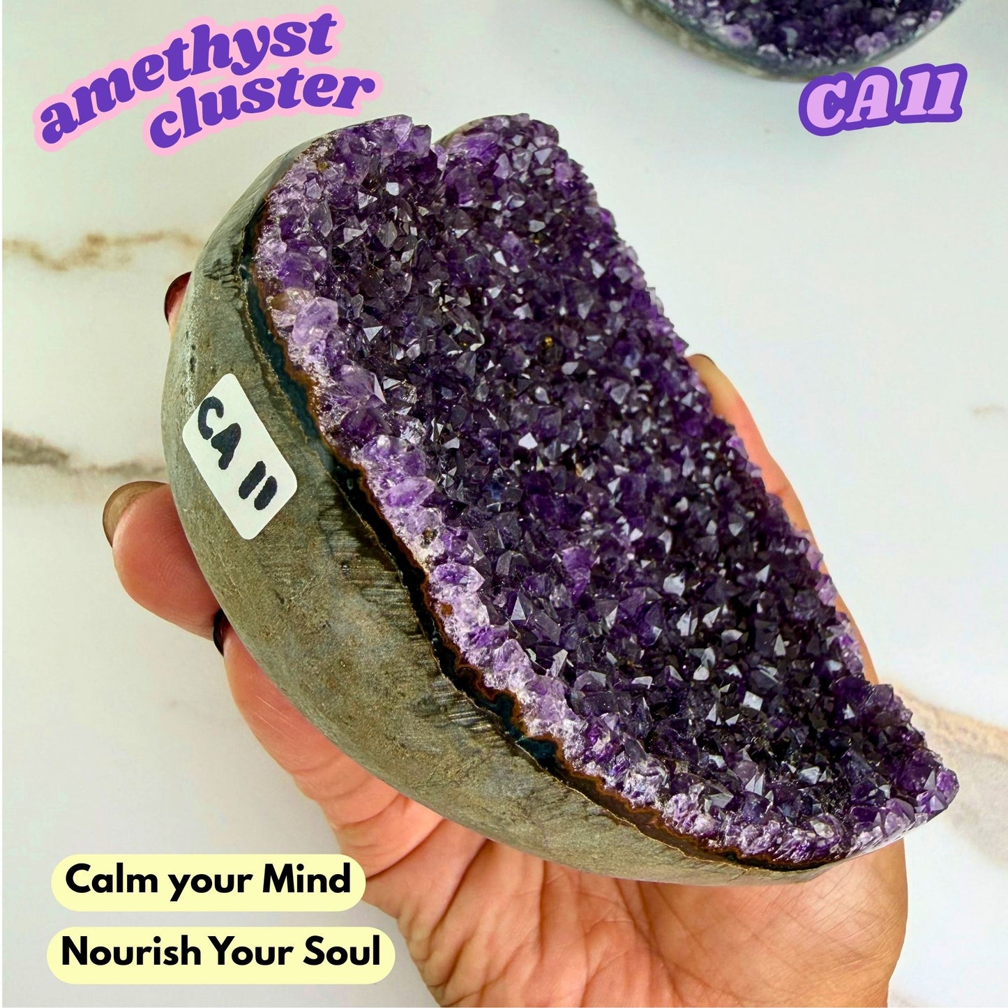 Druzy Amethyst Heart Cluster on Stand | CA11