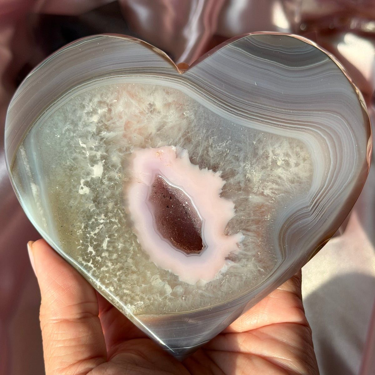 Pink Purple Jelly Agate Druzy Heart (Color-Enhanced Crystal) | PJH3