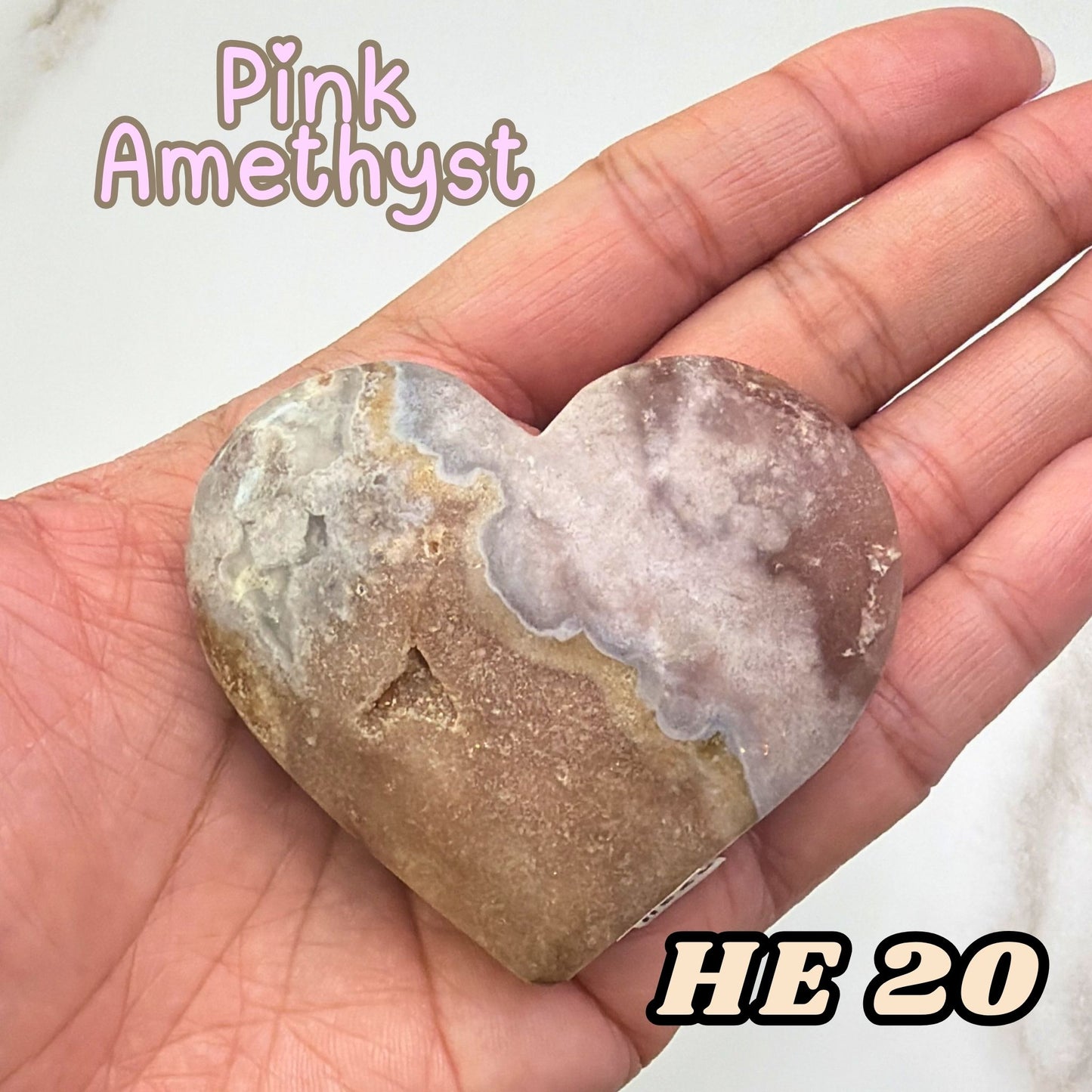 Pink Amethyst Heart Crystal Carving | He20