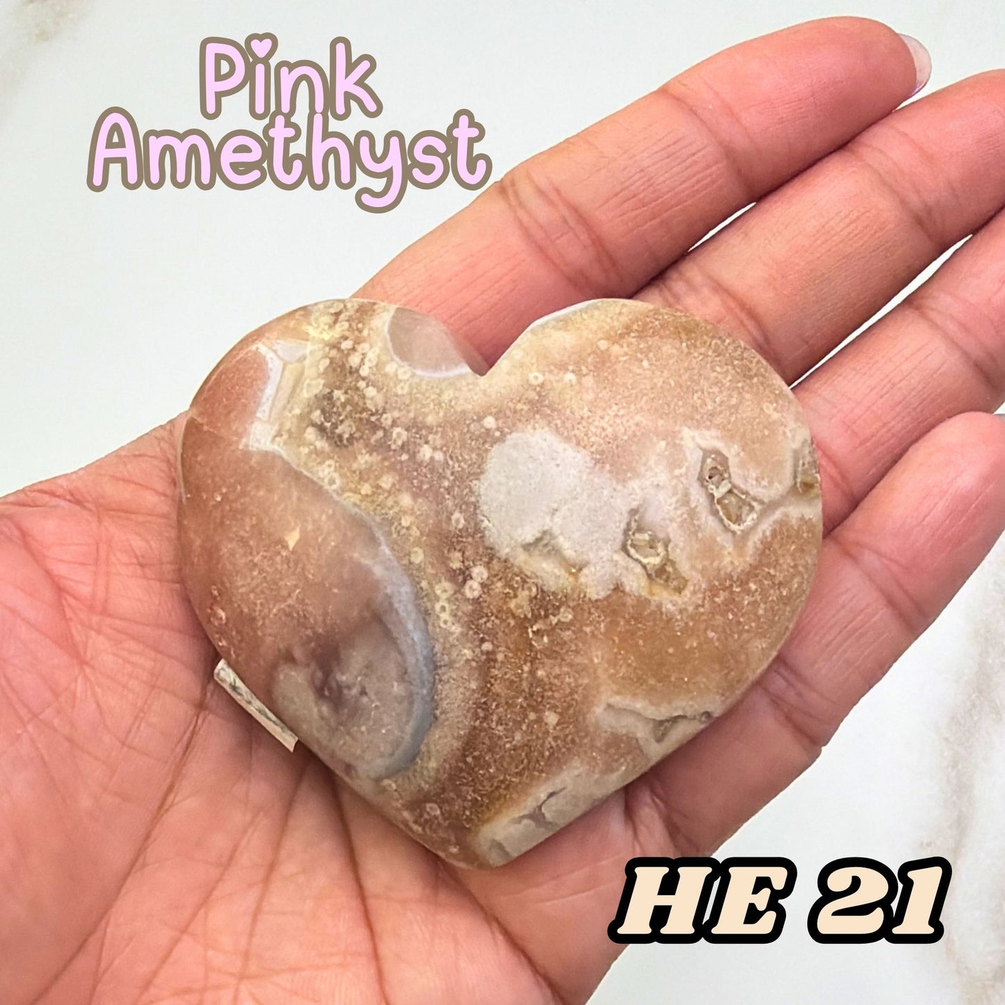 Pink Amethyst Heart Crystal Carving | He21