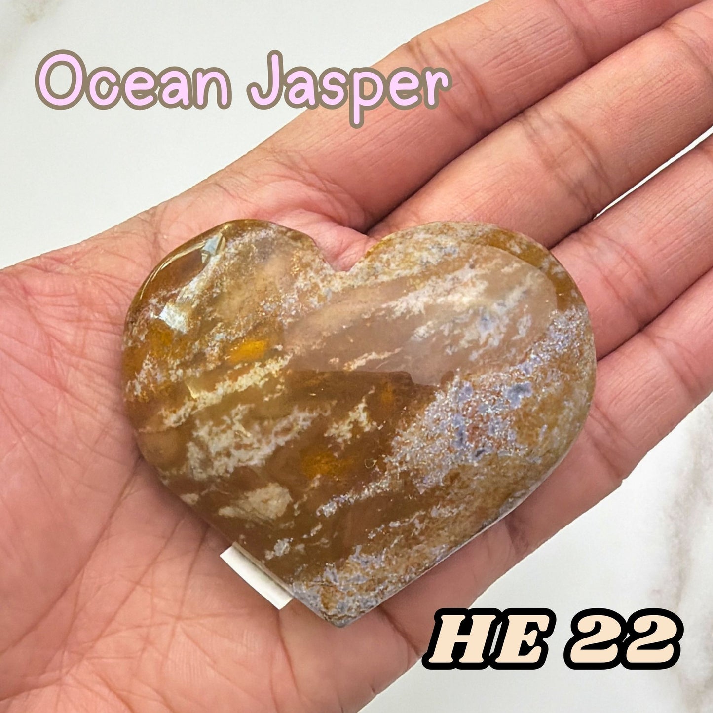 Ocean Jasper Heart Crystal Carving | He22
