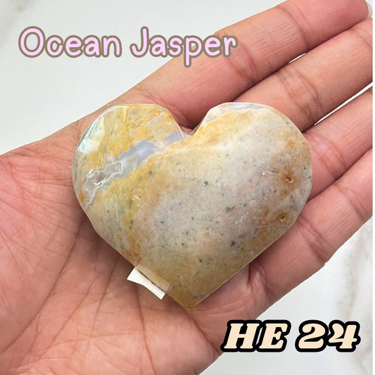 Ocean Jasper Heart Crystal Carving | He24