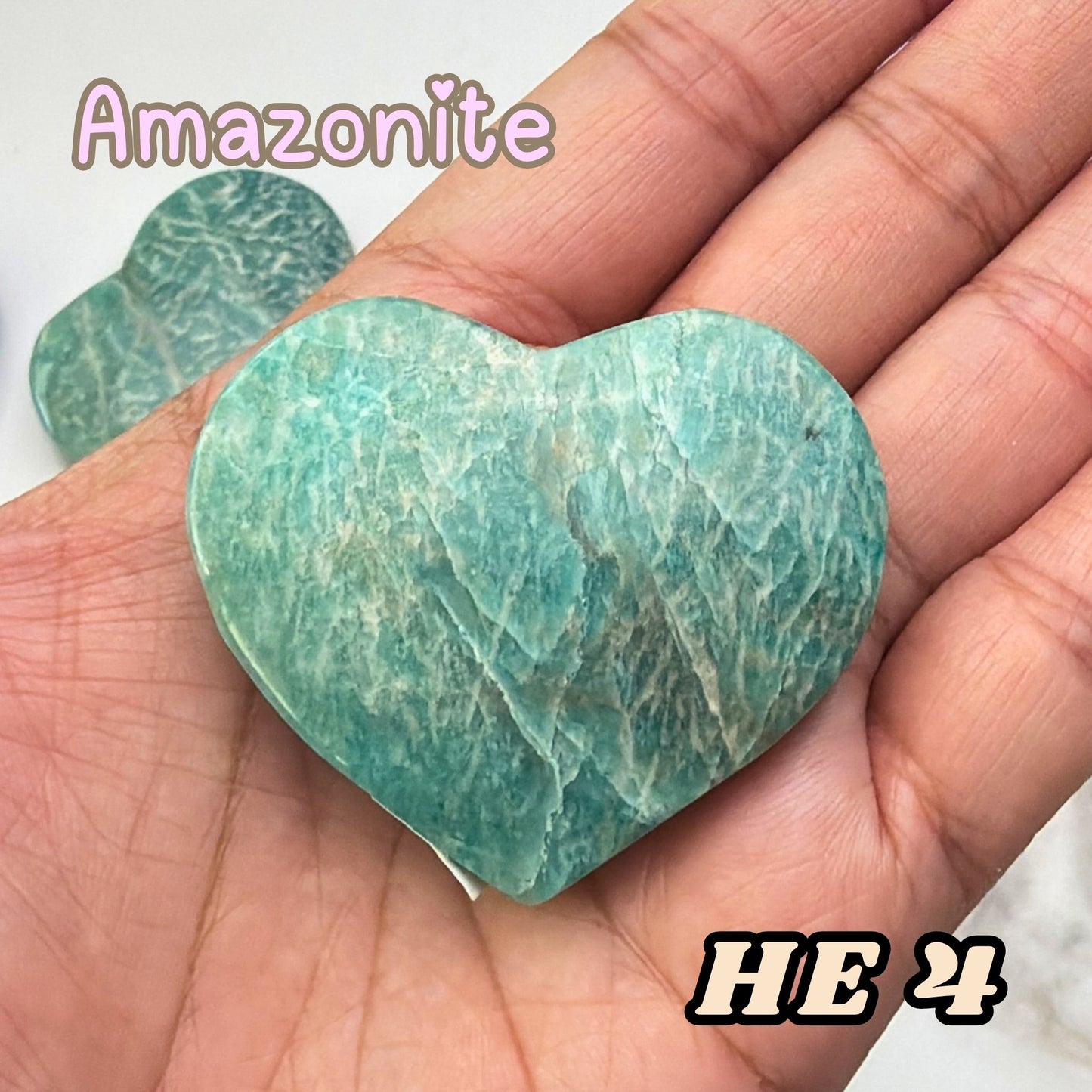 Amazonite Heart Crystal Carving | He4