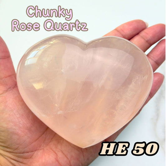 Rose Quartz Heart Crystal Carving | He50
