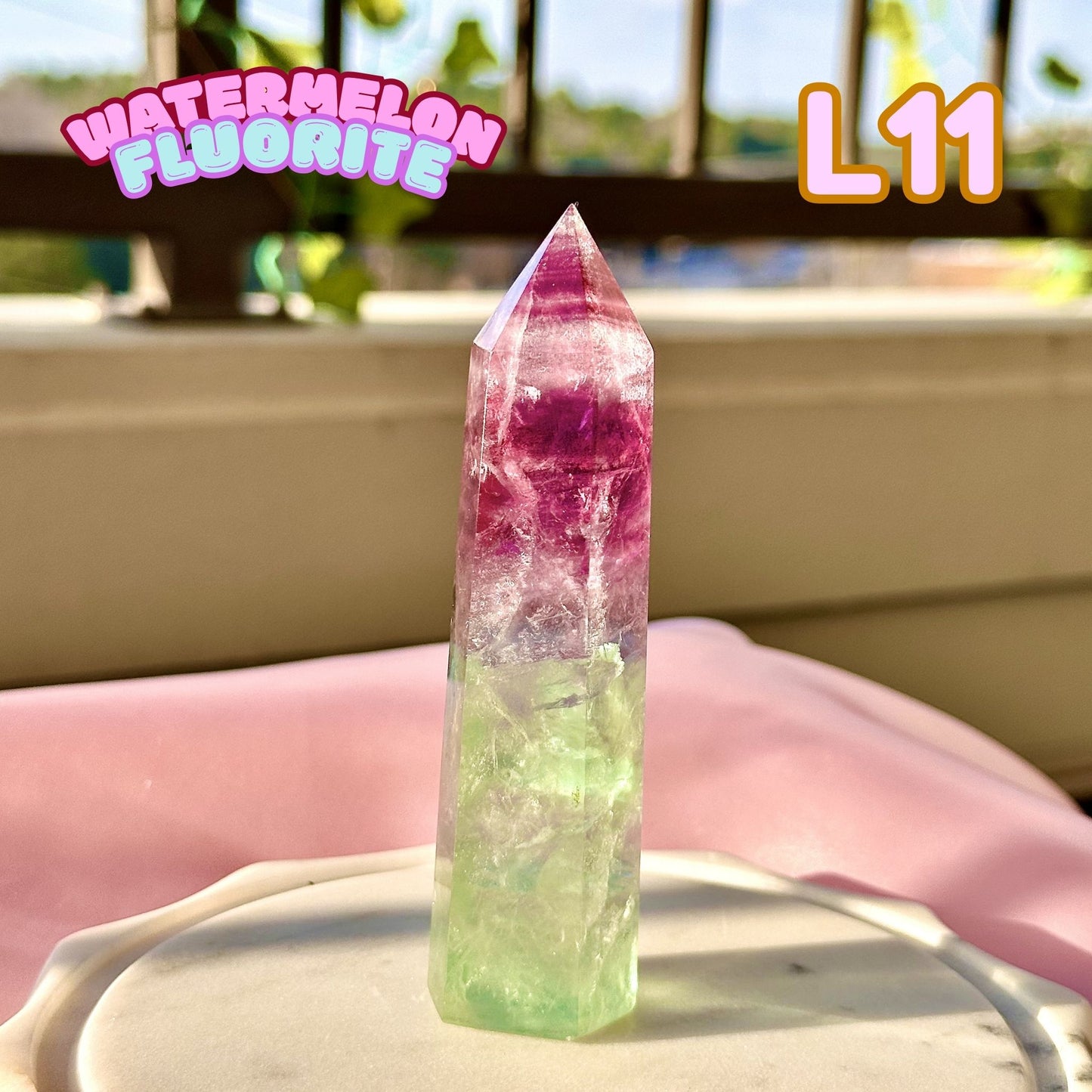 Watermelon Fluorite tower | L11