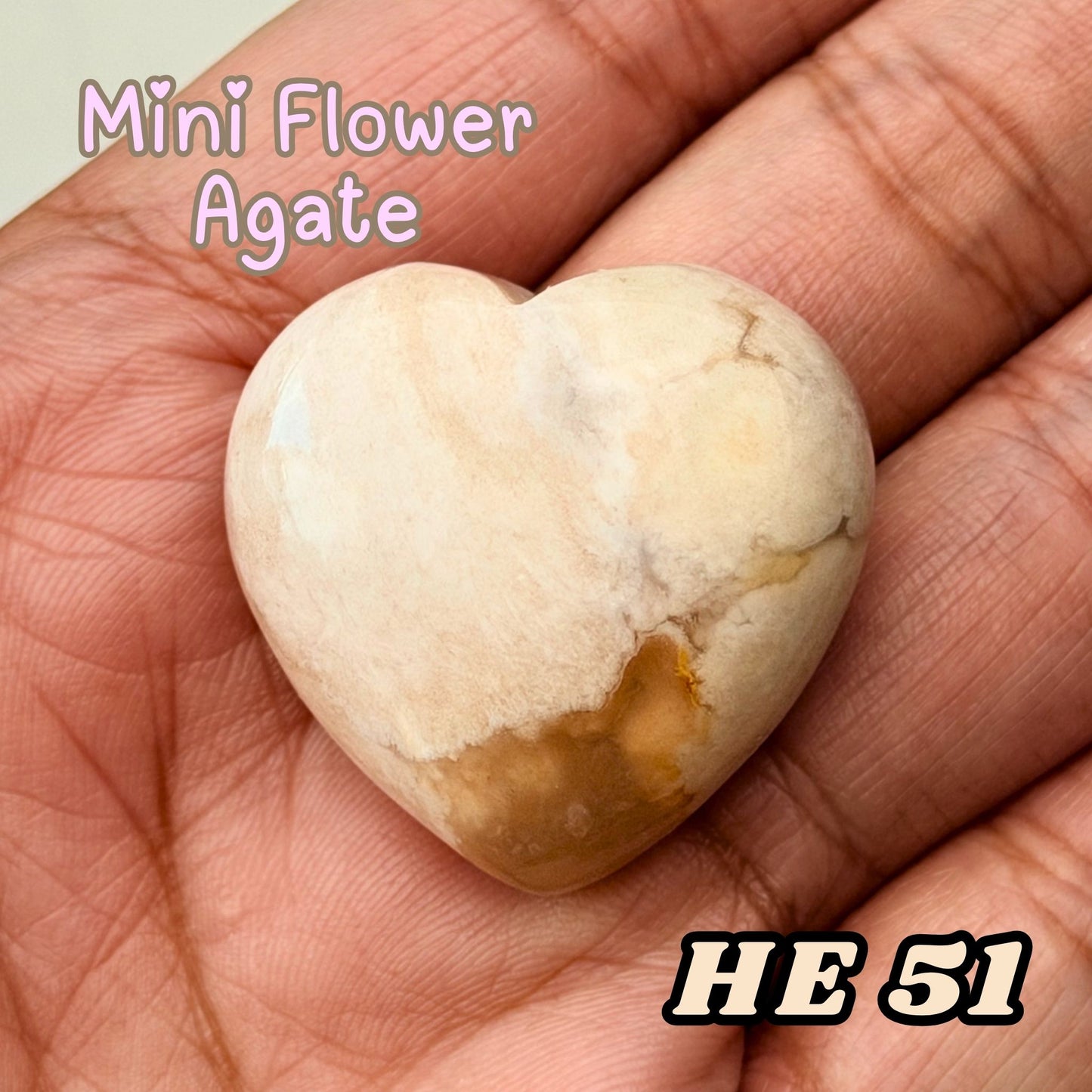 Mini Flower Agate Heart Carving | He51