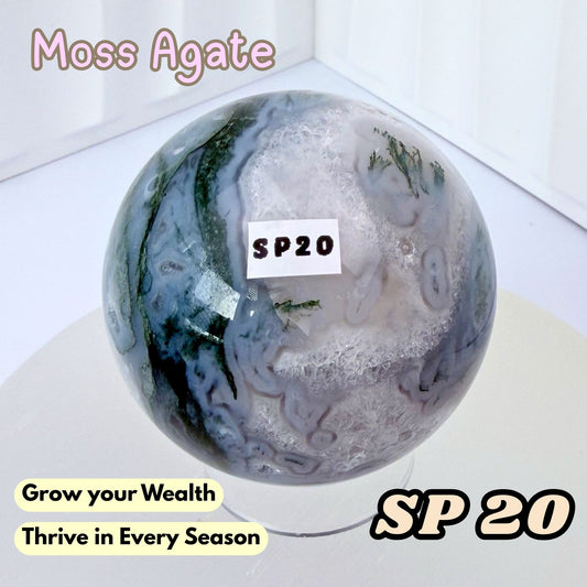 Moss Agate Druzy Sphere | SP20