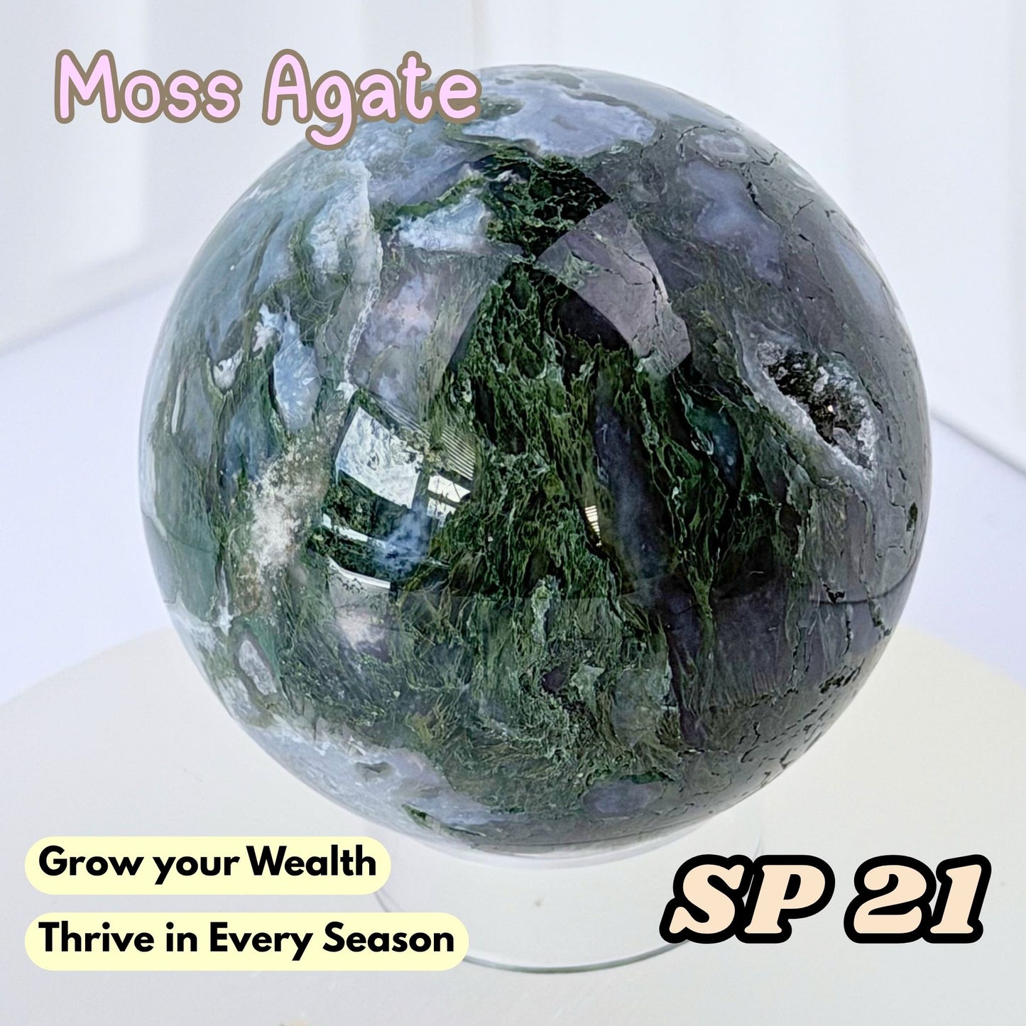 Moss Agate Druzy Sphere | SP21