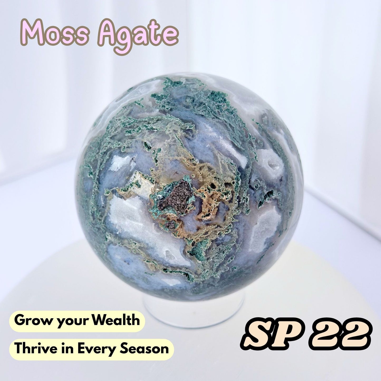 Moss Agate Druzy Sphere | SP22