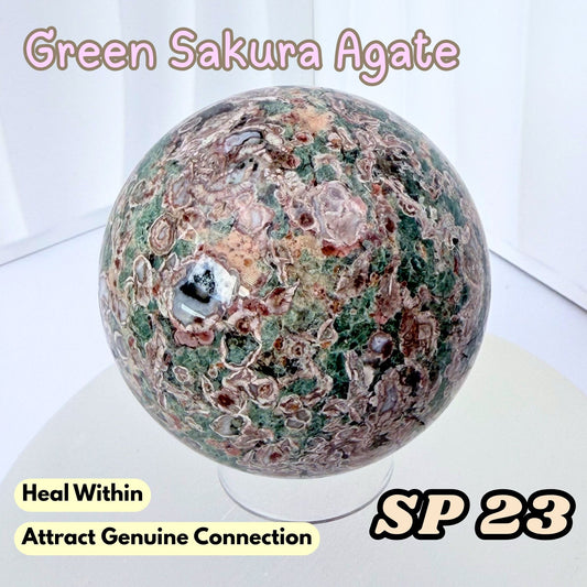 Green Sakura Agate Sphere | SP23