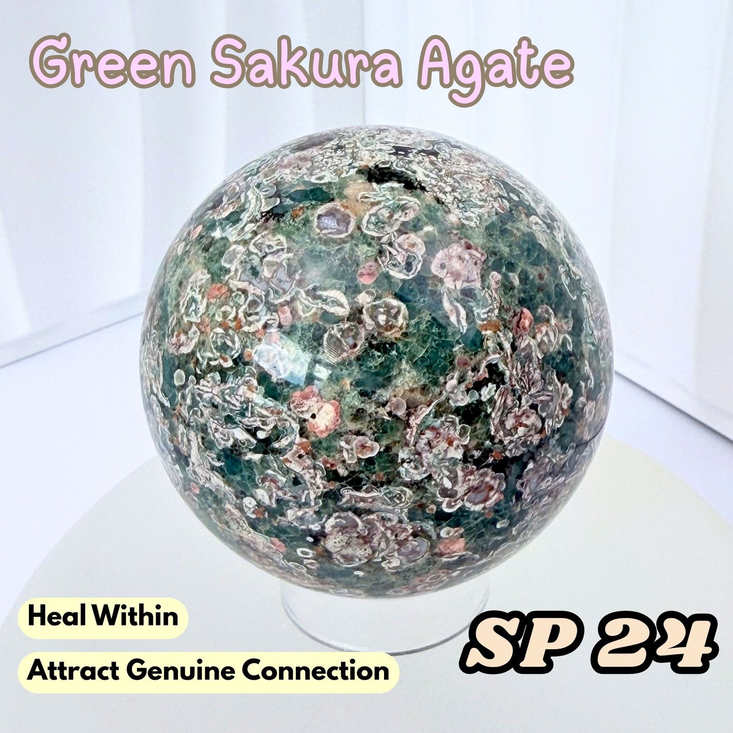 Green Sakura Agate Sphere | SP24