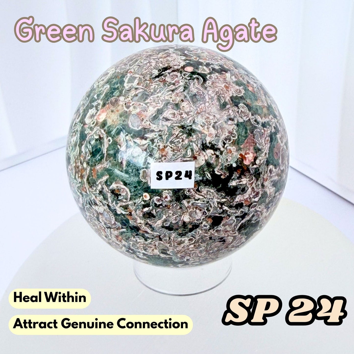 Green Sakura Agate Sphere | SP24