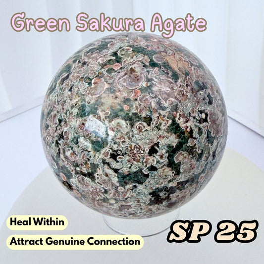Green Sakura Agate Sphere | SP25
