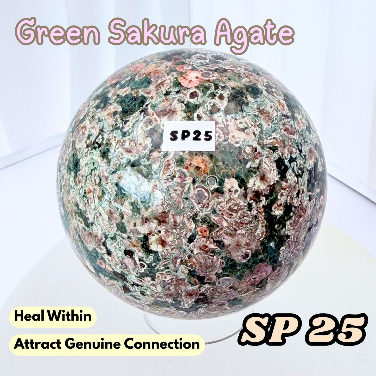 Green Sakura Agate Sphere | SP25