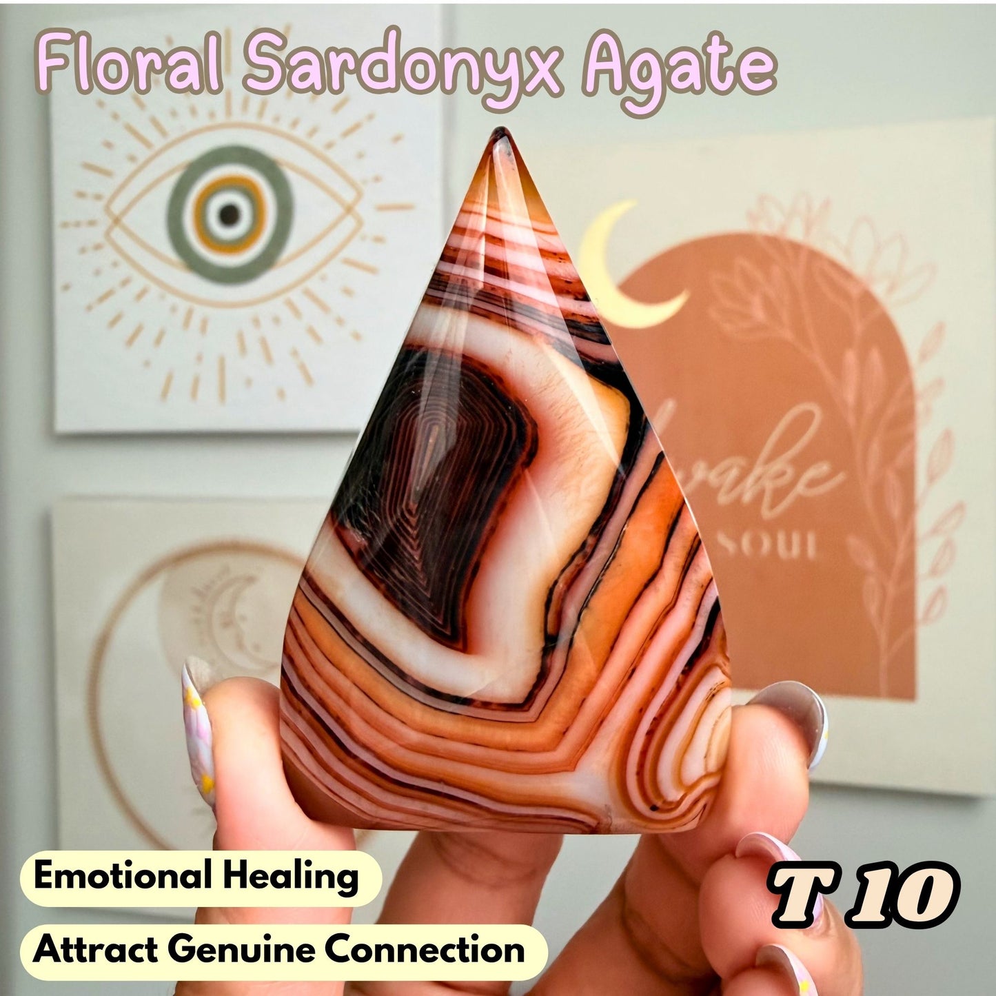 Floral Sardonyx Agate Flame Freeform | T10
