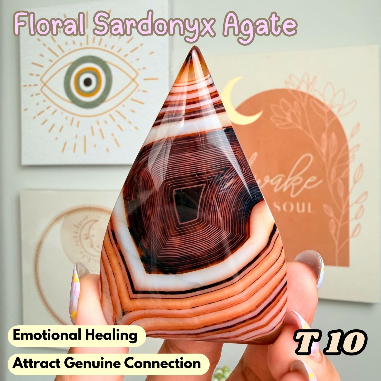 Floral Sardonyx Agate Flame Freeform | T10