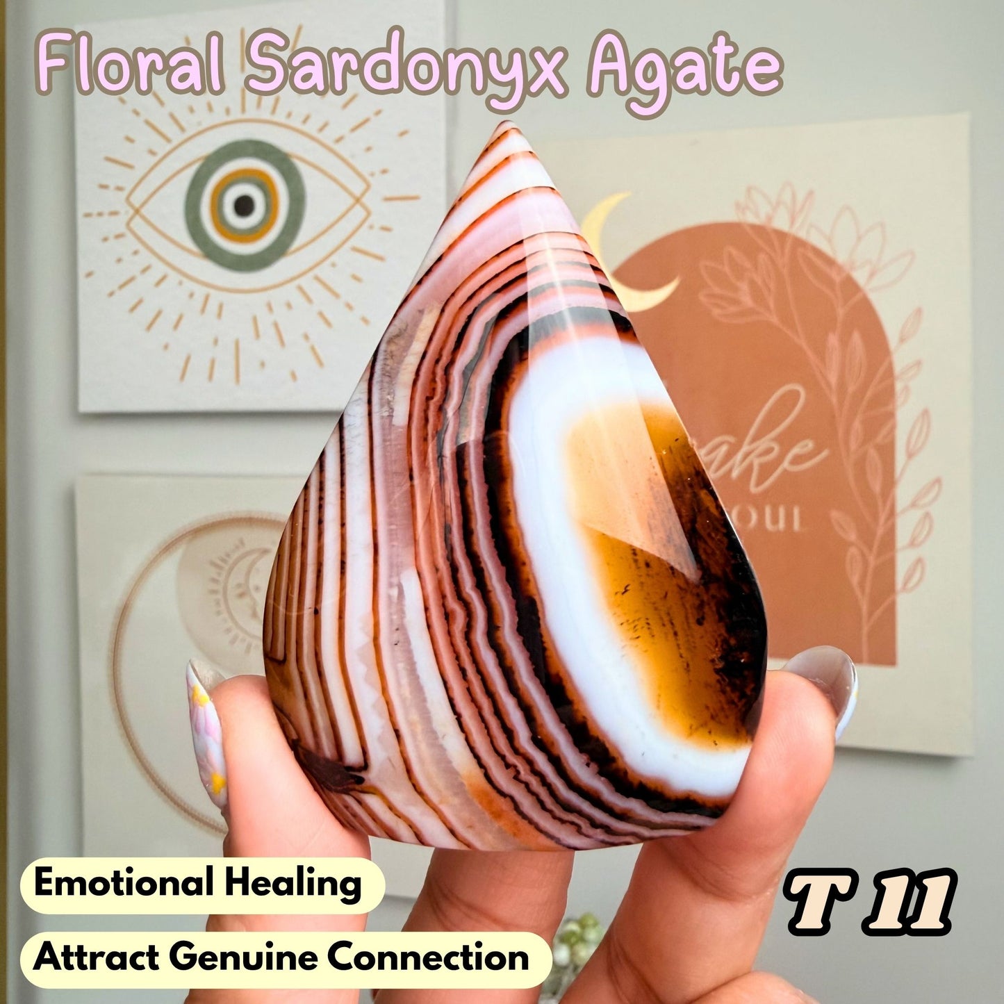 Floral Sardonyx Agate Flame Freeform | T11