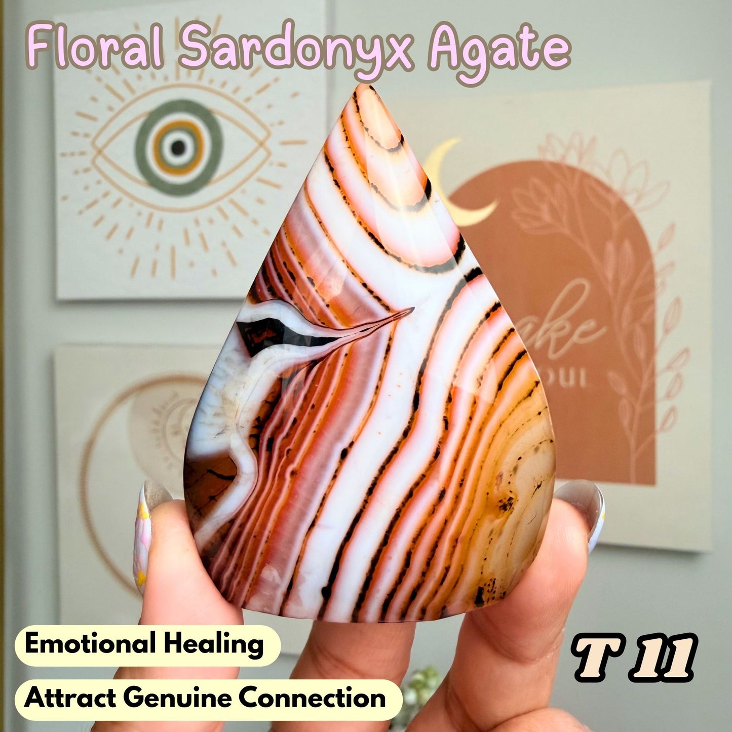 Floral Sardonyx Agate Flame Freeform | T11
