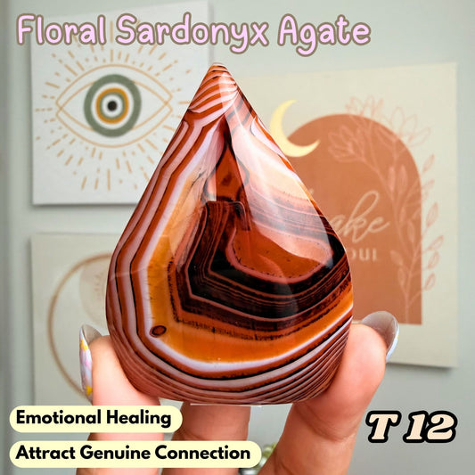 Floral Sardonyx Agate Flame Freeform | T12