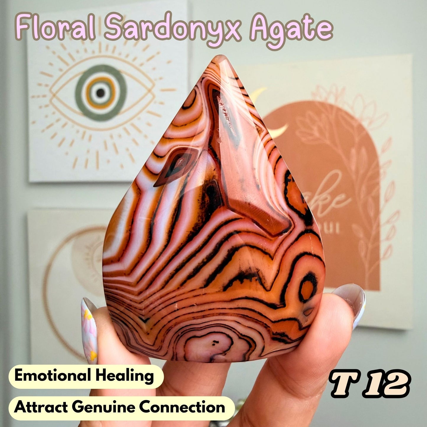 Floral Sardonyx Agate Flame Freeform | T12