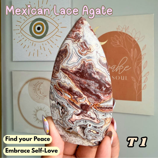 Mexican Lace Agate Flame Freeform | T1
