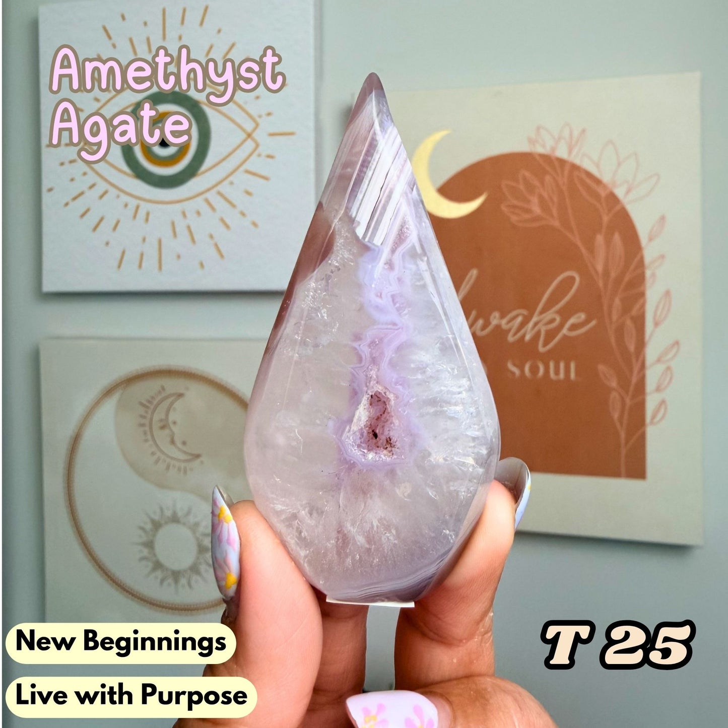 Amethyst Agate Small Flame Freeform | T25