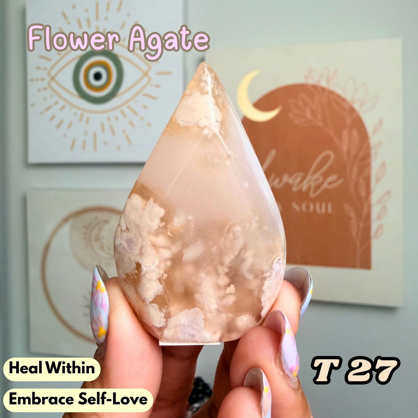 Flower Agate Small Flame Freeform | T27