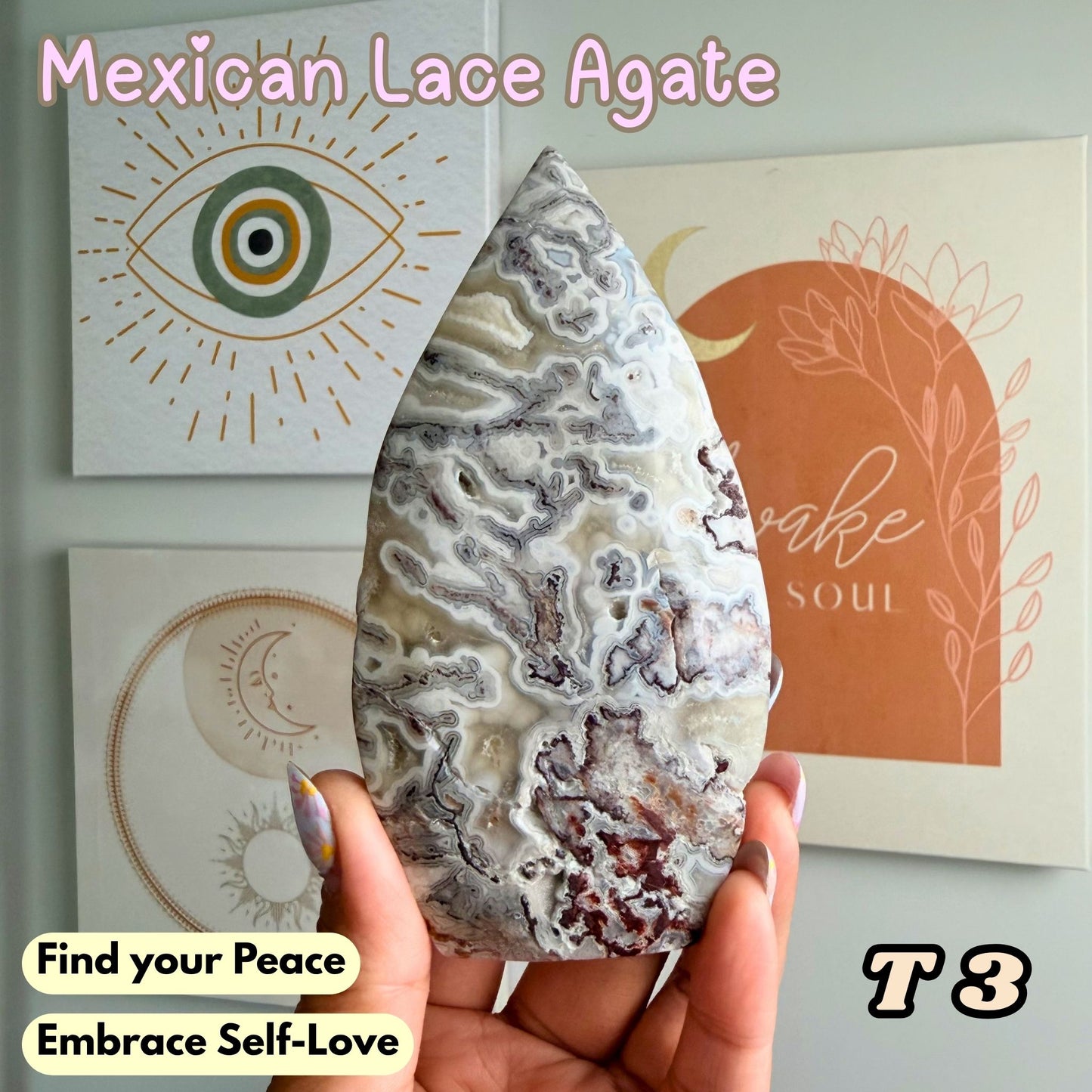 Mexican Lace Agate Flame Freeform | T3