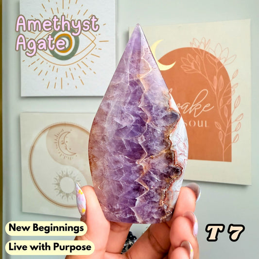 Amethyst Agate Flame Freeform | T7