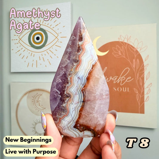 Amethyst Agate Flame Freeform | T8