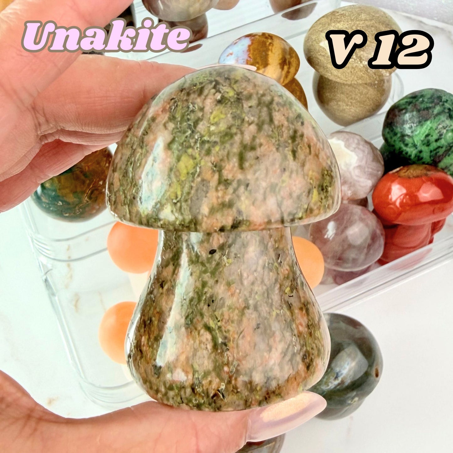 Unakite Mushroom Carving | V12