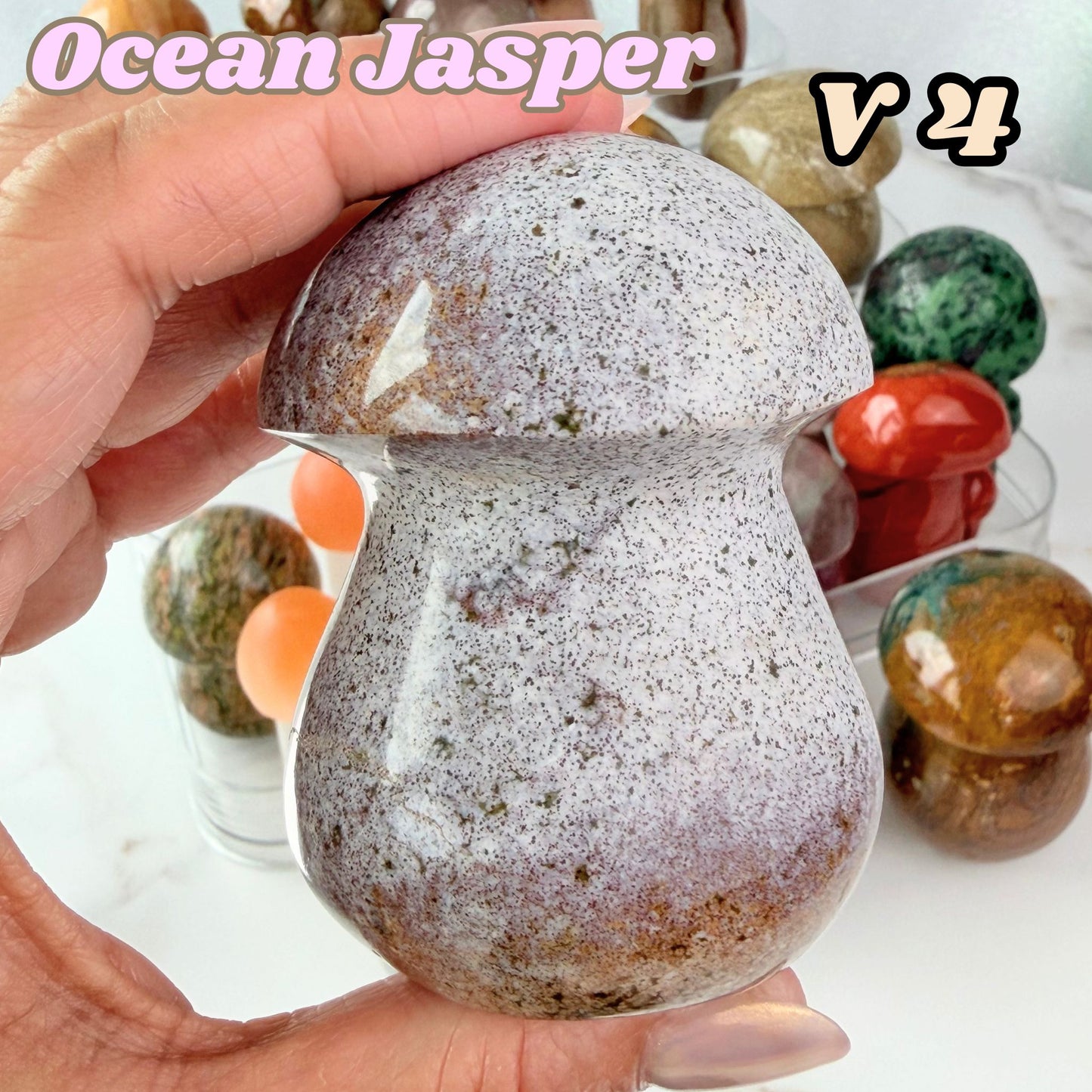 Ocean Jasper Mushroom Carving | V4