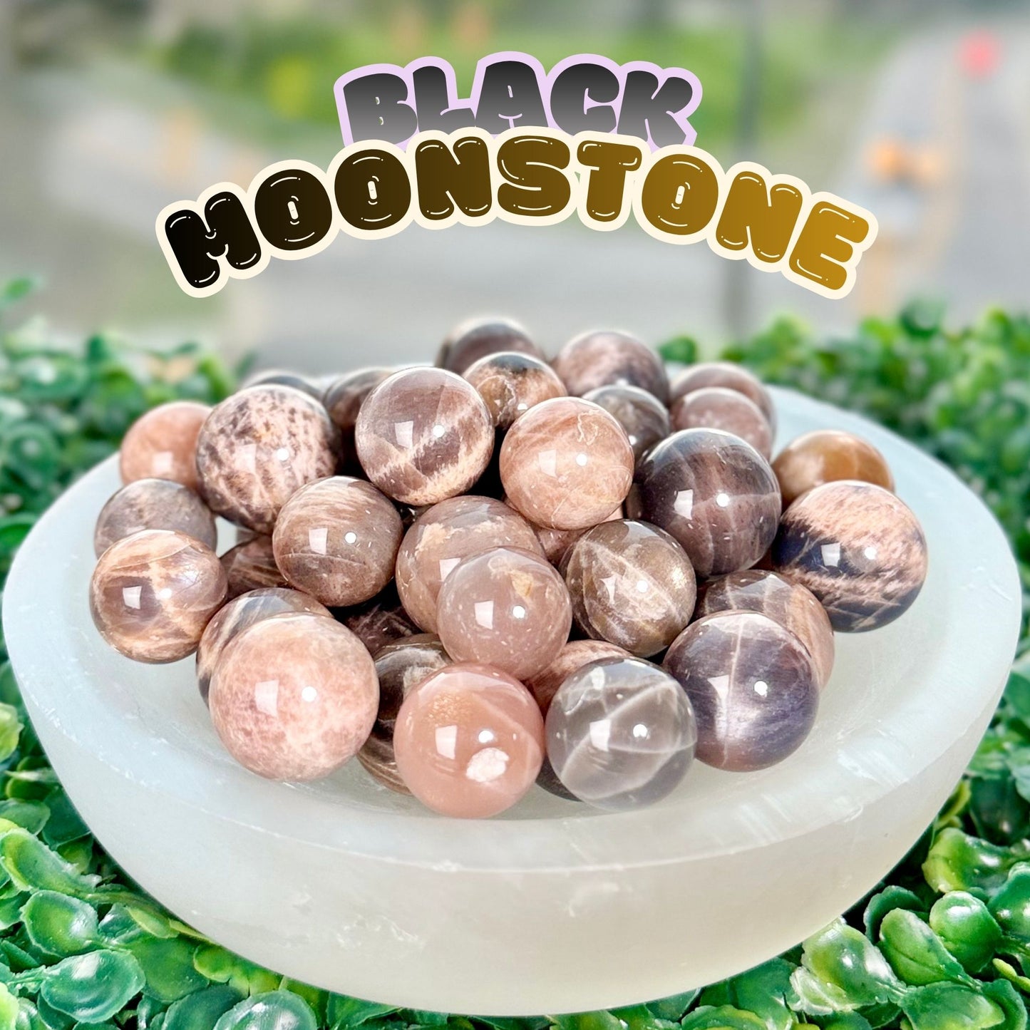 Black Moonstone Mini Sphere | Intuitively Chosen