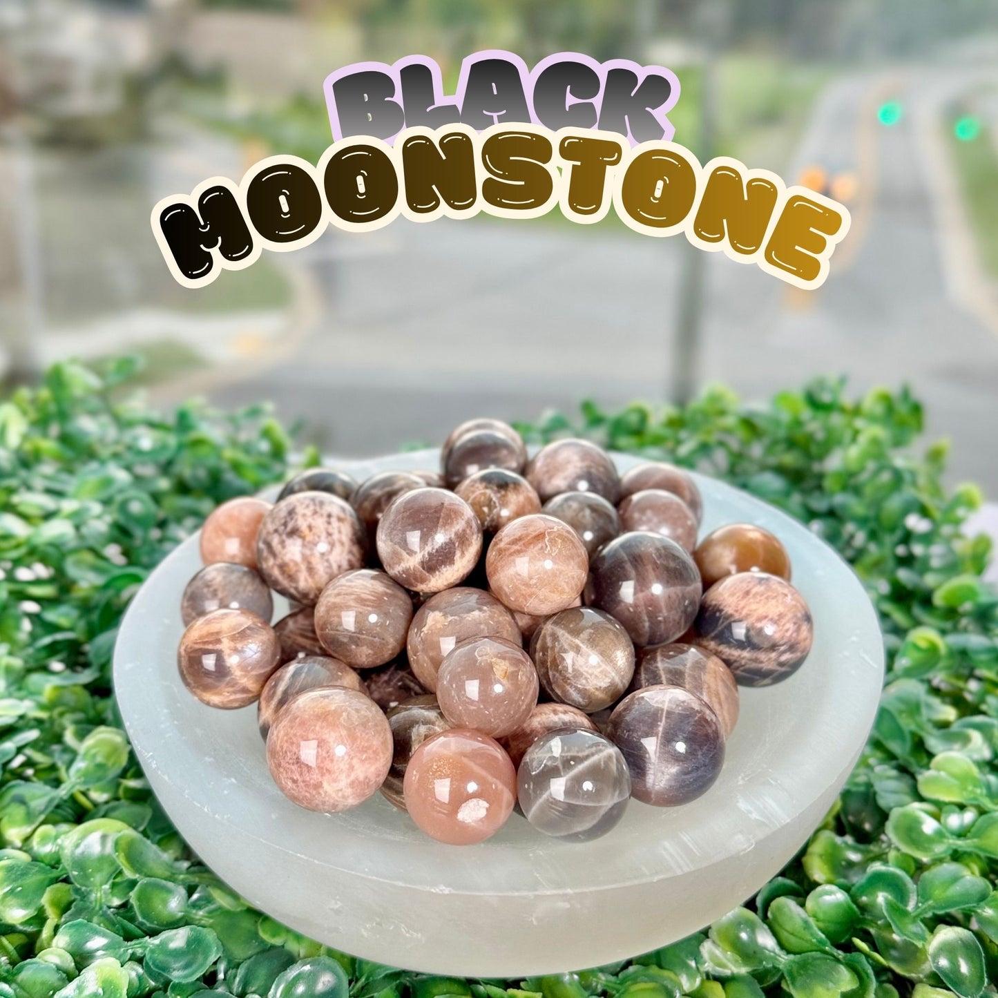 Black Moonstone Mini Sphere | Intuitively Chosen