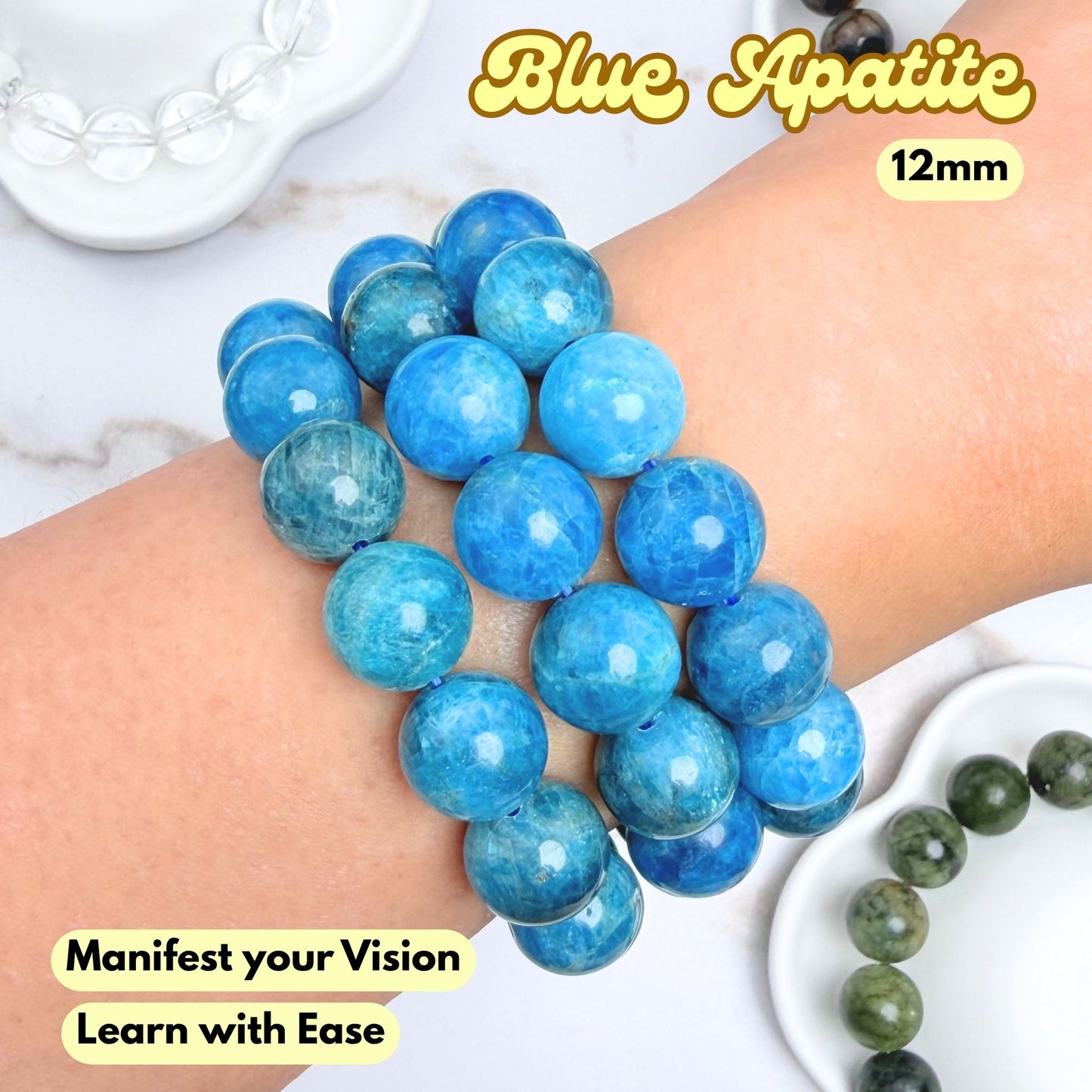 Blue Apatite 12mm Bracelet