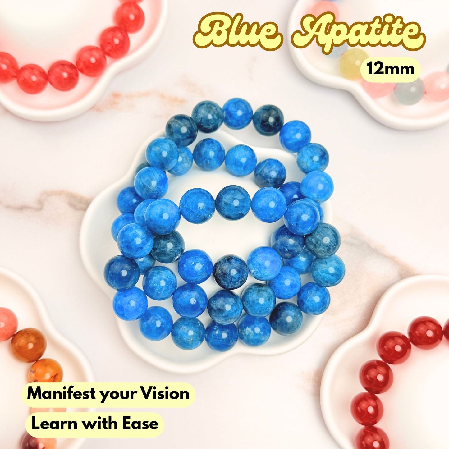 Blue Apatite 12mm Bracelet