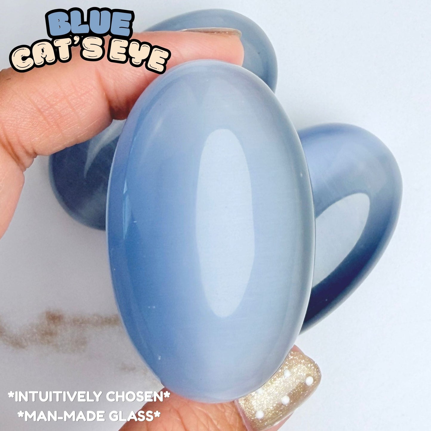 Blue Cat's Eye Palm Stone | Synthetic