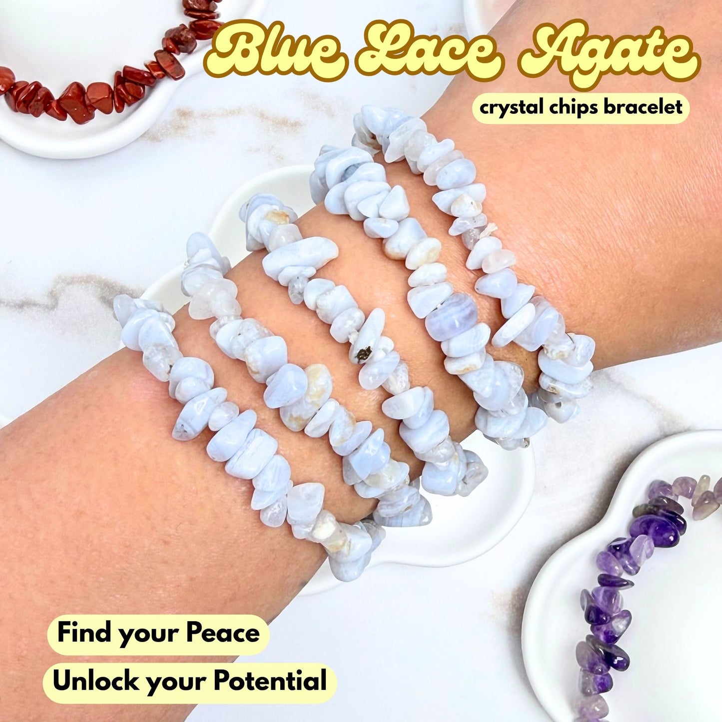 Blue Lace Agate Chip Bracelet