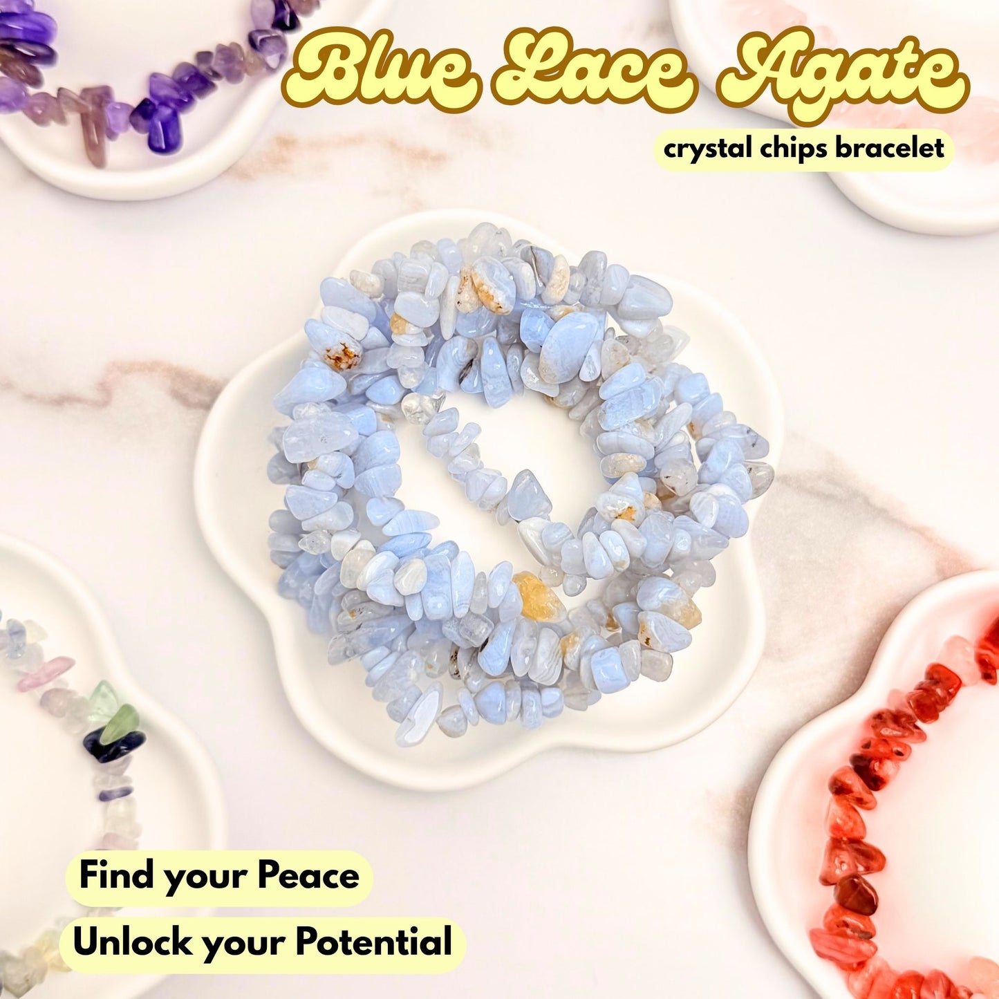 Blue Lace Agate Chip Bracelet