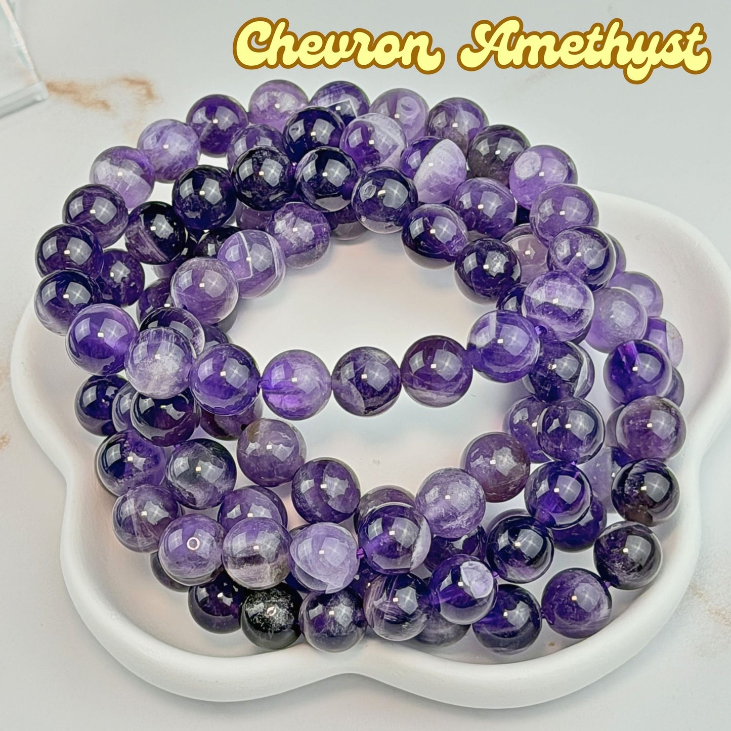 Chevron Amethyst 8mm Bracelet