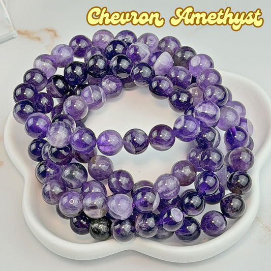 Chevron Amethyst 8mm Bracelet