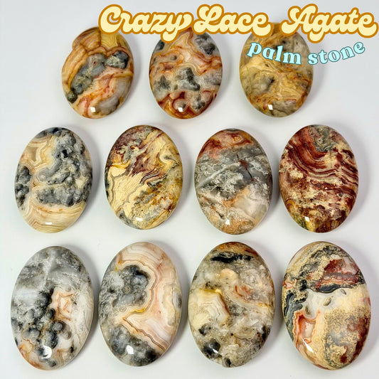 Crazy Lace Agate Palm Stone | Intuitively Chosen