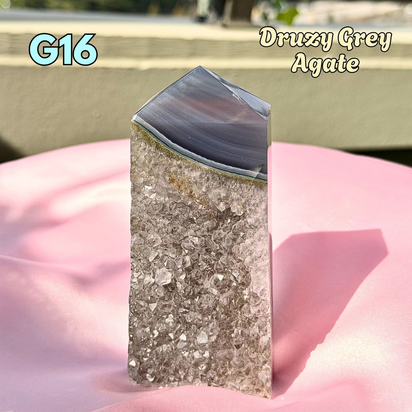 Druzy Grey Agate Tower | G16