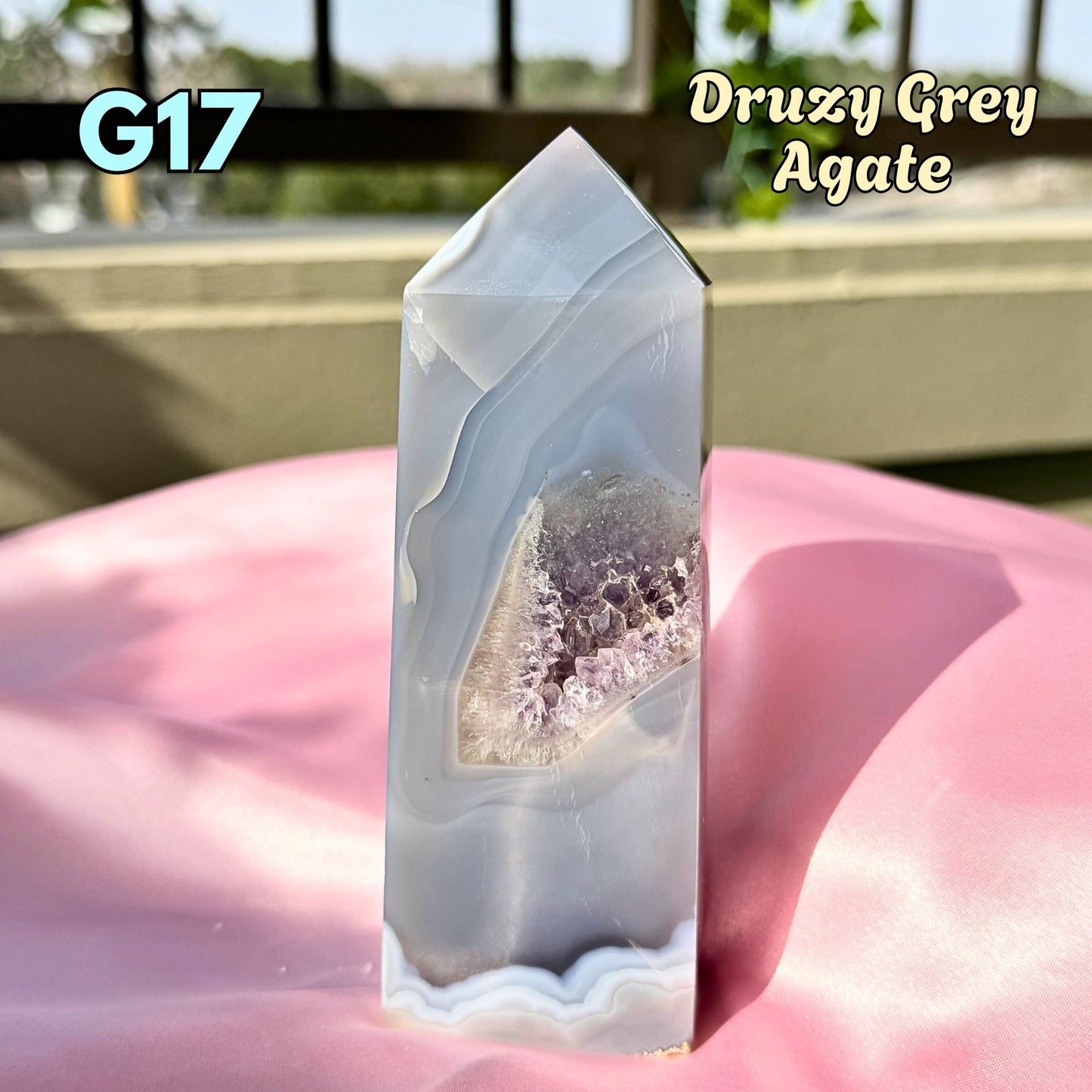 Druzy Grey Agate Tower | G17