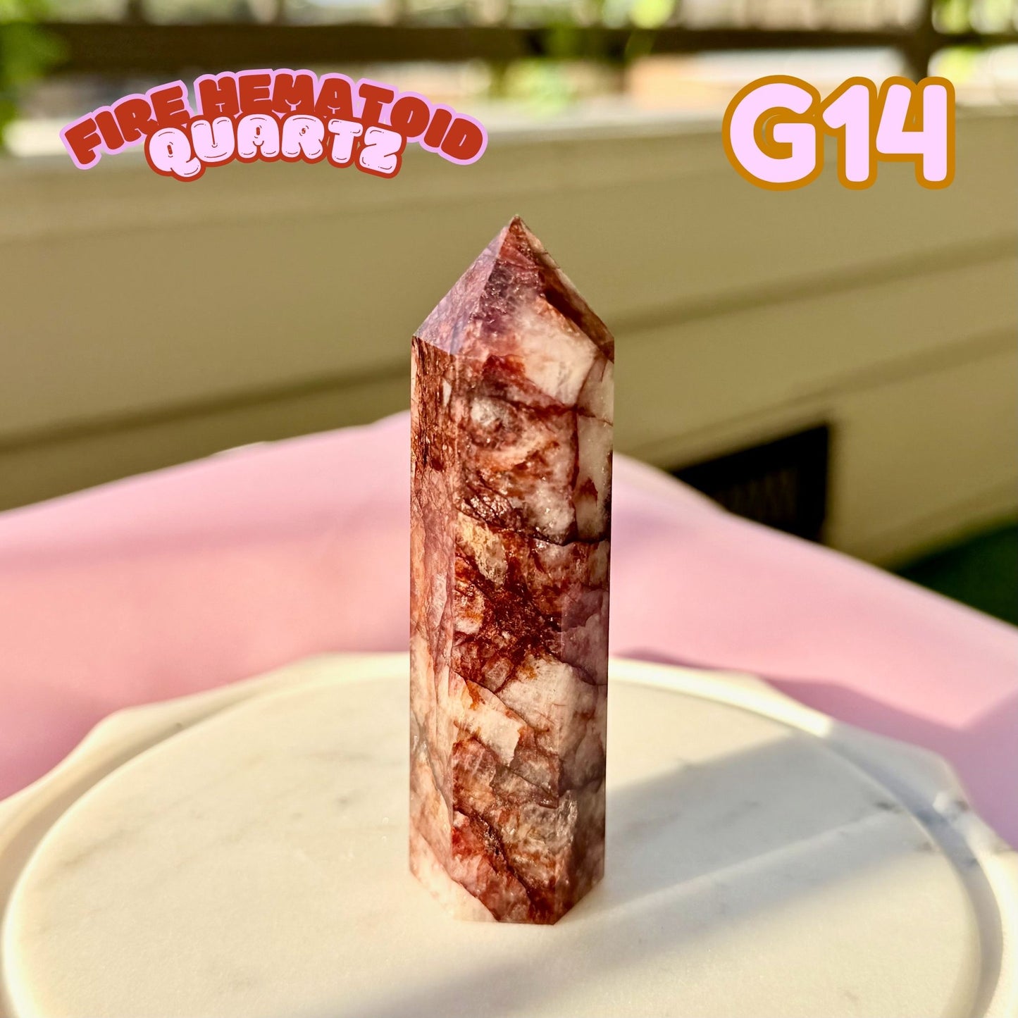 Fire Hematoid Quartz Tower | G14