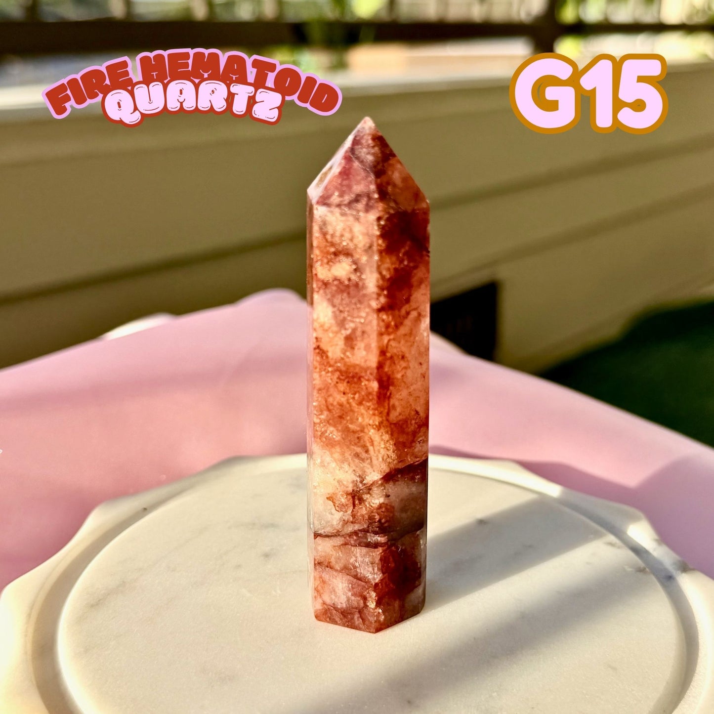 Fire Hematoid Quartz Tower | G15