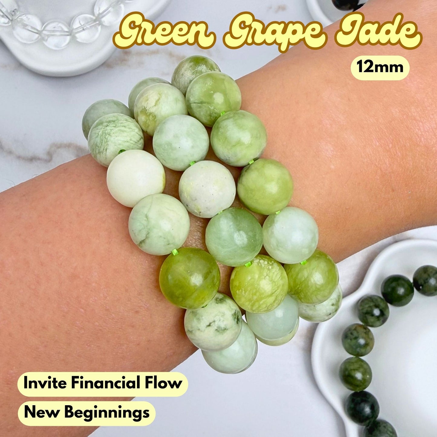 Green Grape Jade 12mm Bracelet