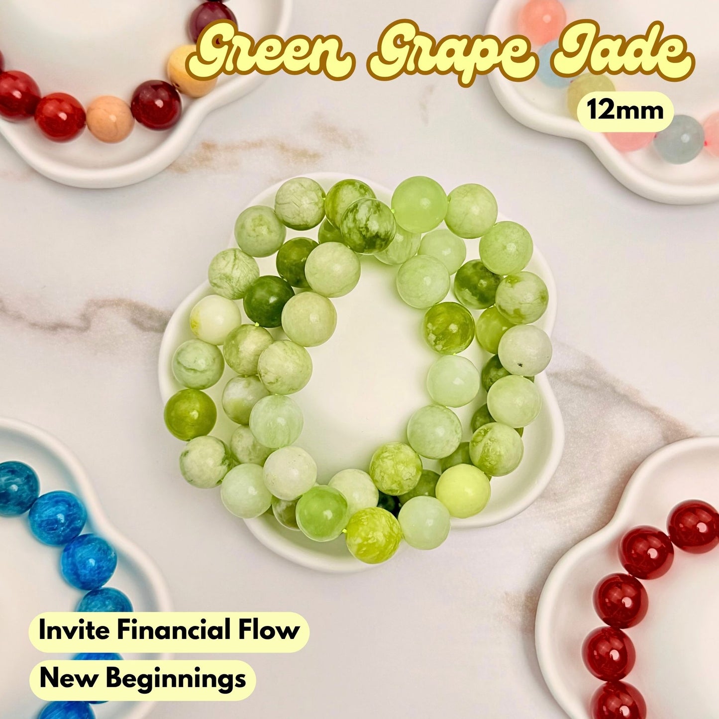 Green Grape Jade 12mm Bracelet