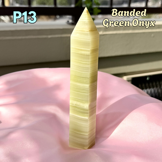 Chunky Banded Green Onyx Tower | P13