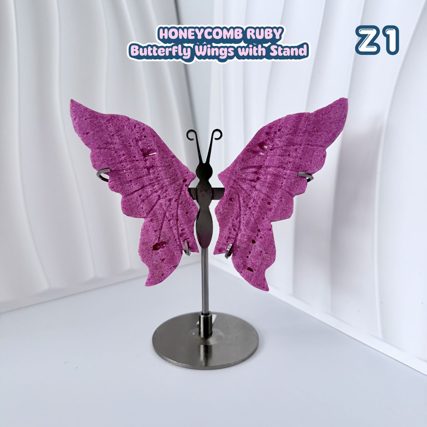 Honeycomb Ruby Butterfly Wings with Stand | Z1